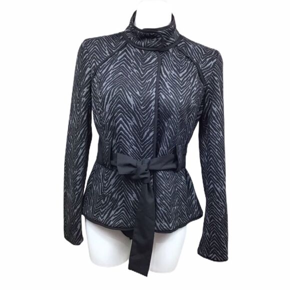 Sandro Sportswear Zebra Print Belted Jacket Sz M - Picture 1 of 8